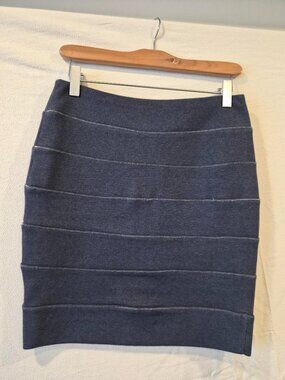 Blue horizontal striped stretchy skirt
